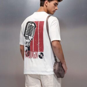 Men's Oversized Graphic Printed T-Shirt – White