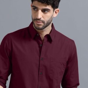 Men's Solid Maroon Full Sleeve Casual Shirt