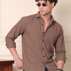 Men's Premium Solid Brown Casual Shirt
